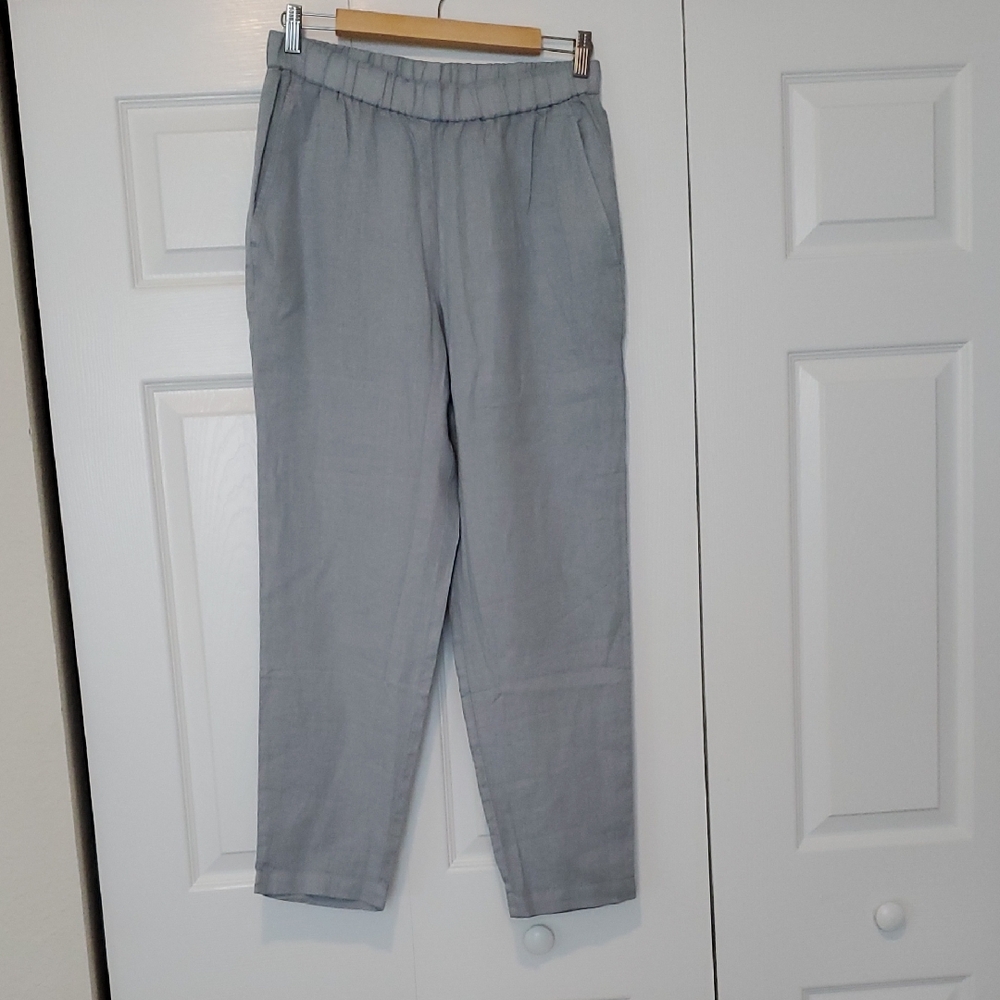 Eileen Fisher Linen Hi Waisted Tapered Ankle Pant NWT